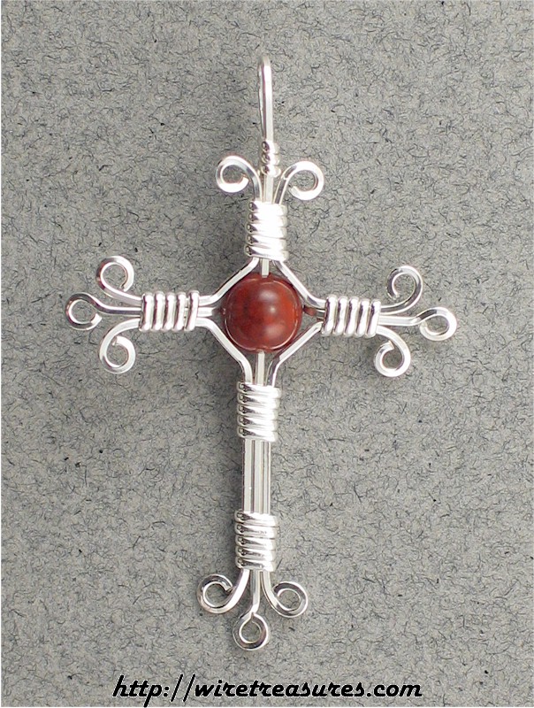 Red Jasper Bead Cross Pendant