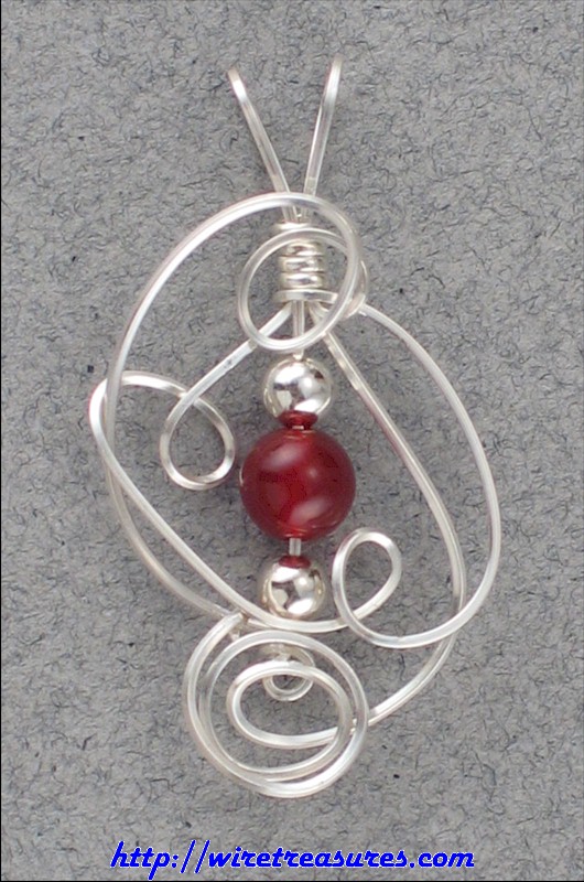 Sculpted Wire Pendant with Carnelian Bead
