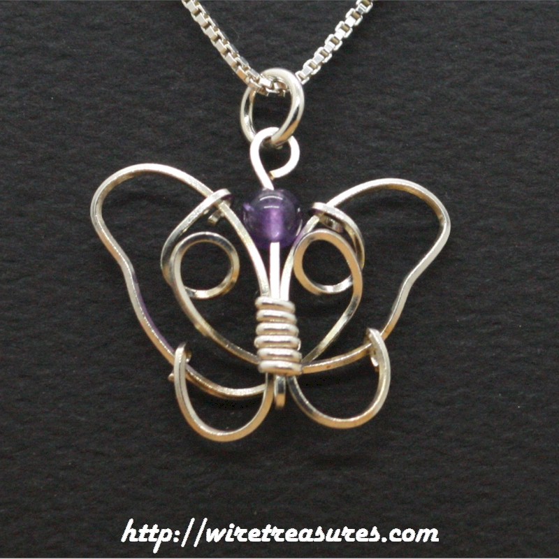 Amethyst Butterfly Bead Pendant